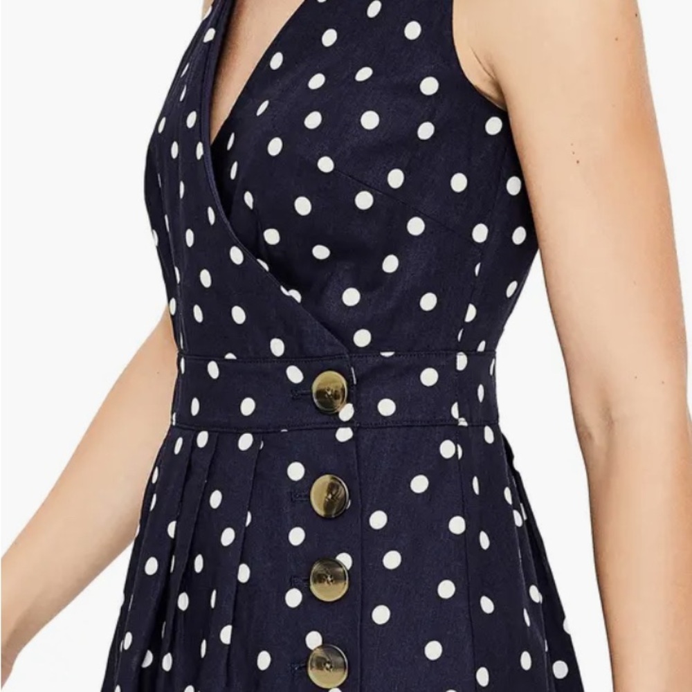 Boden Navy and White Polka Dot Midi Dress